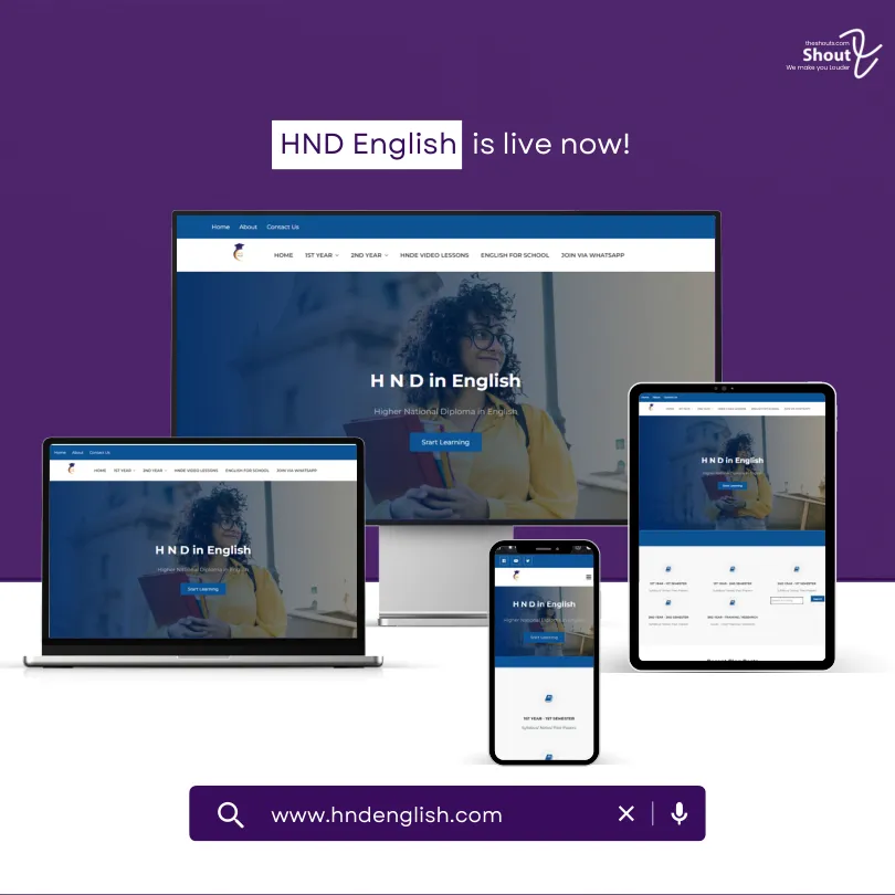 HND English website project artwork from the ShoutX portfolio