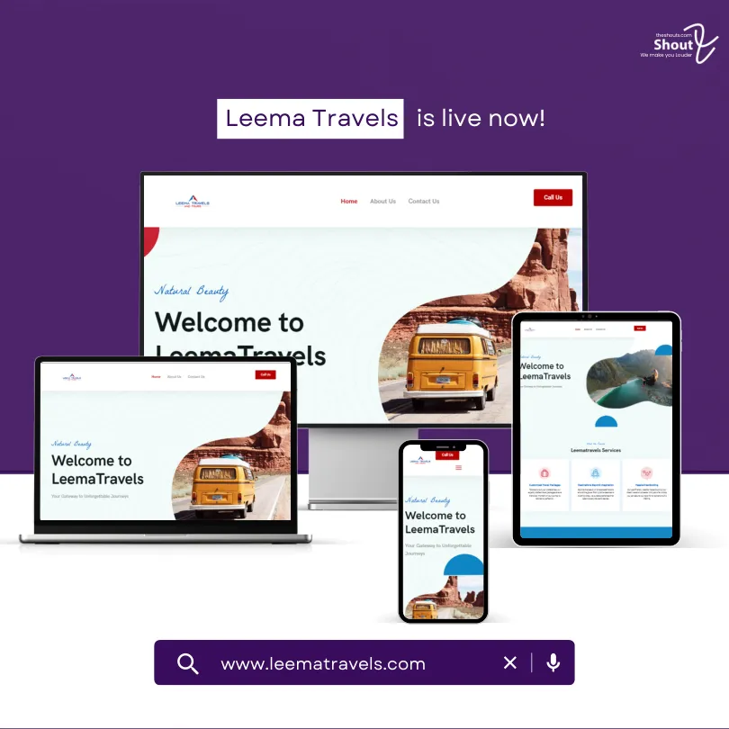 Leema Travels website project artwork from the ShoutX portfolio