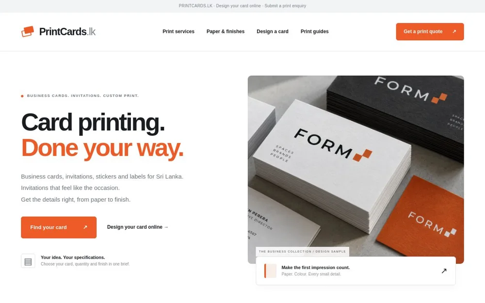 PrintCards.lk website project